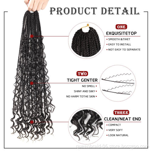 14/18Inch Boho Goddess Box Braids Crochet Hair Box Braid Crochet Hippie locs Bohemian Crochet Hair Extension